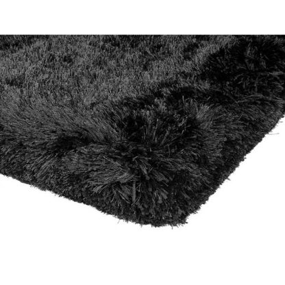 An Image of Plush Hand Woven Rug Black