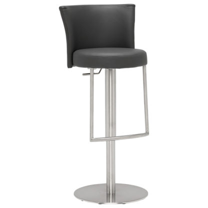 An Image of Simone Bar Stool Grey and Brushed Steel