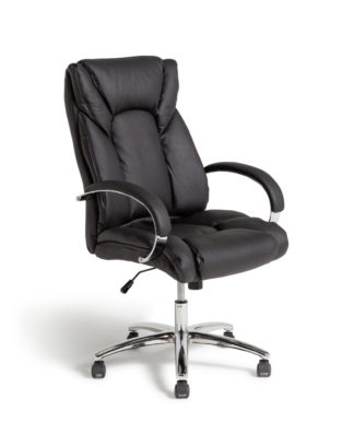 An Image of Habitat Leather Faced Ergonomic Office Chair - Black