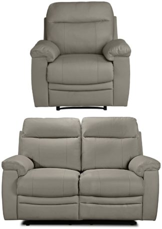 An Image of Argos Home Paolo Chair & 2 Seater Manual Recliner Sofa -Grey