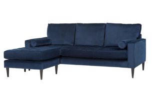 An Image of Habitat Hudson Reversible Corner Velvet Sofa - Blue