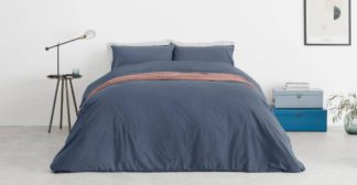 An Image of Alexia Stonewashed Cotton Duvet Cover + 2 Pillowcases, King, Indigo Blue UK