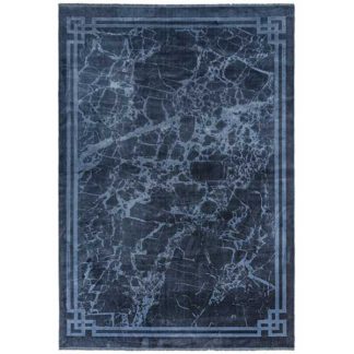 An Image of Zadana Rug Blue with border