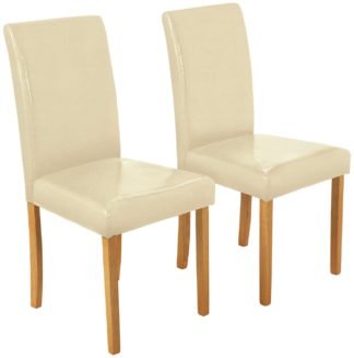 An Image of Argos Home Pair of Faux Leather Dining Chairs - Cream