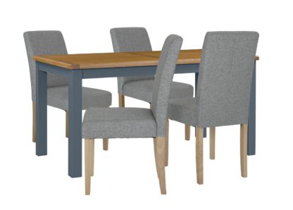 An Image of Habitat Kent Wood Veneer Dining Table & 4 Grey Chairs