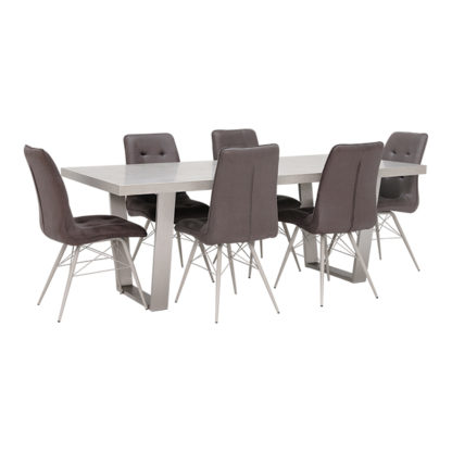 An Image of Halmstad Dining Table and 6 Hix Chairs Grey
