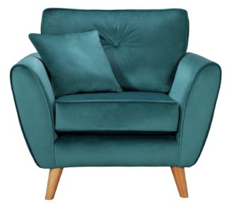 An Image of Habitat Isla Velvet Armchair - Teal