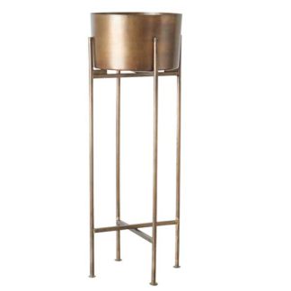 An Image of Metallic Plant Pot and Stand Antique Bronze