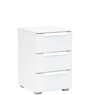 An Image of Atlanta 3 Drawer Bedside Crystal White and Alpine White