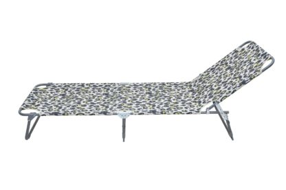 An Image of Argos Home Metal Foldable Sun Lounger - Leopard Print