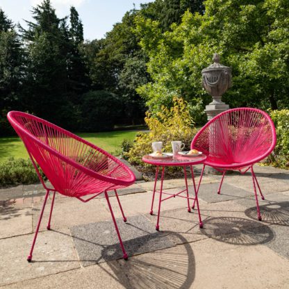 An Image of Monaco 2 Seater Pink Egg Chair Bistro Set Pink