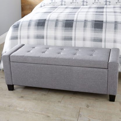 An Image of Verona Upholstered Ottoman in Grey Grey