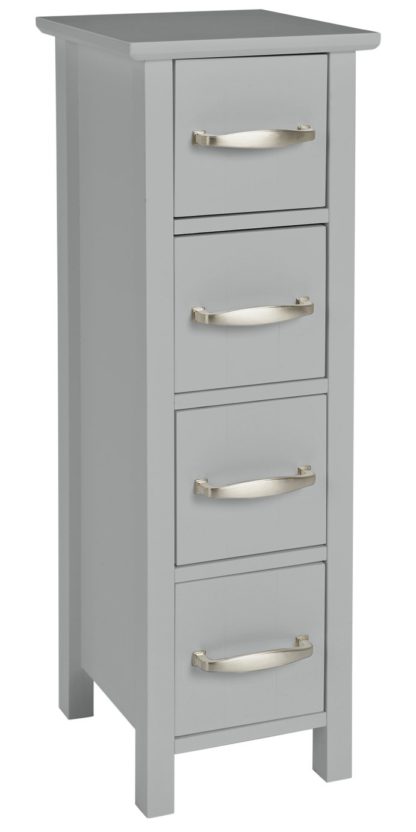An Image of Argos Home Tongue & Groove 4 Drawer Slimline Unit - Grey