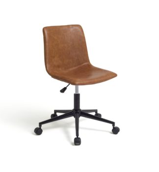 An Image of Habitat Joey Faux Leather Office Chair - Tan