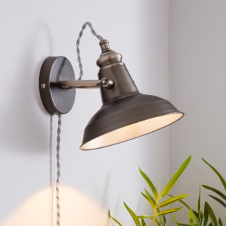 An Image of Lucas Industrial Easy Fit Plug In Wall Light Pewter Grey