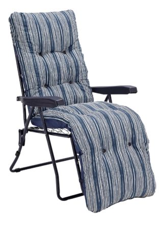 An Image of Argos Home Metal Folding Relaxer Chair - Coastal Stripe