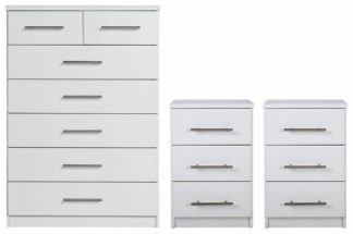 An Image of Argos Home Normandy 2 Bedside & 5+2 Drawer Chest Set - White