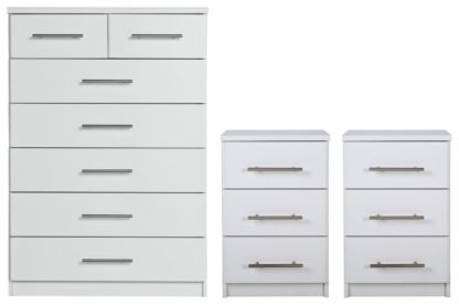 An Image of Argos Home Normandy 2 Bedside & 5+2 Drawer Chest Set - White