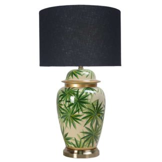 An Image of Urn Table Lamp Green Palm Leaf