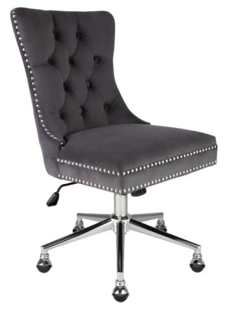 An Image of Argos Home Princess Velvet Handleback Office Chair - Grey