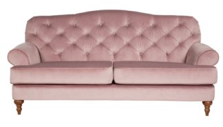 An Image of Habitat Valerie 3 Seater Velvet Sofa - Blush Pink