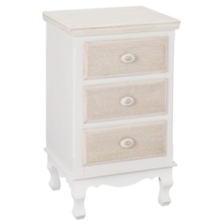 An Image of Jule White 3 Drawer Bedside Table White/Natural
