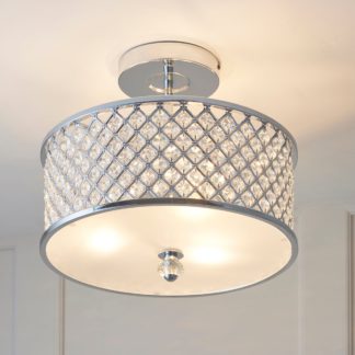 An Image of Crystal Hudson 3 Light Flush Ceiling Fitting Chrome