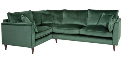 An Image of Habitat Hector Left Corner Velvet Sofa - Green