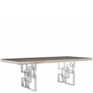 An Image of Windows Dining Table Glam Travertine