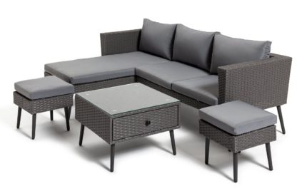 An Image of Habitat 5 Seater Rattan Corner Sofa Set - Grey