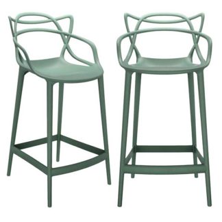 An Image of Pair of Kartell Masters Counter Stools Sage