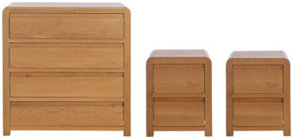 An Image of Habitat Novara 2 Bedside & 4 Drawer Set -Oak & Oak Veneer