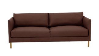 An Image of Habitat Hyde 3 Seater Leather Sofa - brown