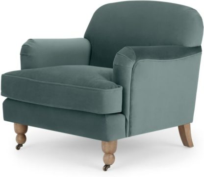 An Image of Orson Small Armchair, Marine Green Velvet