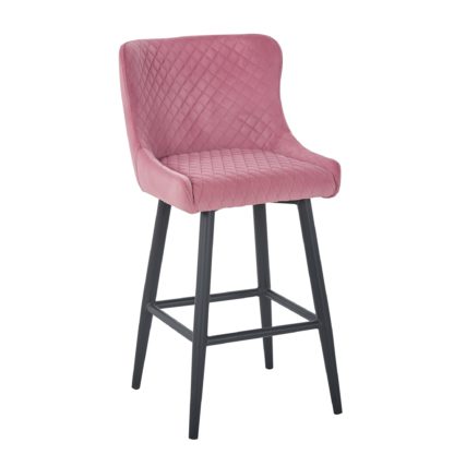 An Image of Montreal Bar Stool Pink Velvet Pink