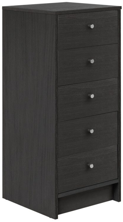 An Image of Habitat Malibu 5 Drawer Tallboy - Black Oak Effect