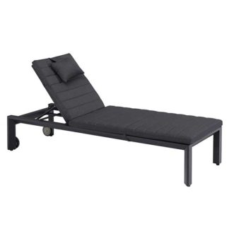An Image of Maine Garden Sun Lounger With Quick Dry Charcoal Fabric Cushioning