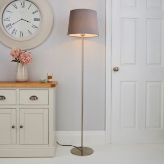 An Image of Tula Micro Pleat Grey Shade Floor Lamp Grey