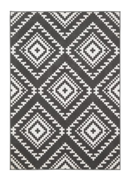 An Image of Argos Home Global Geo Rug - 120x170cm - Grey