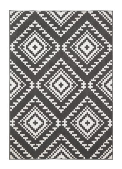 An Image of Argos Home Global Geo Rug - 120x170cm - Grey