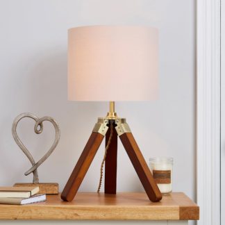 An Image of Trio Tripod Natural Table Lamp Brown