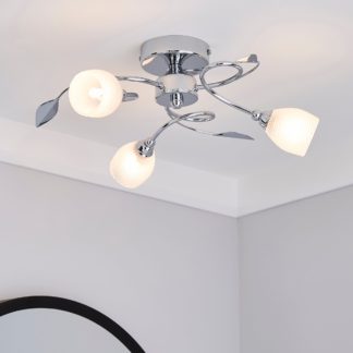 An Image of Swirl 3 Light Chrome Semi-Flush Ceiling Fitting Silver