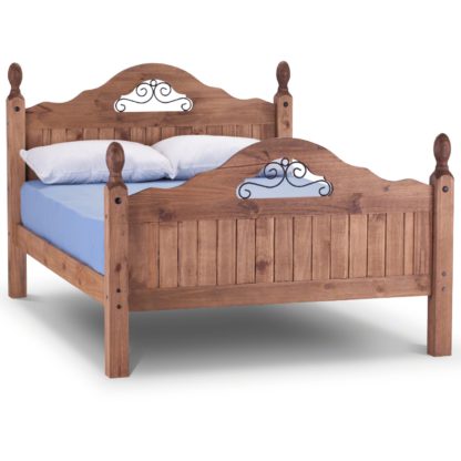 An Image of Corona Scroll Bed Frame Brown