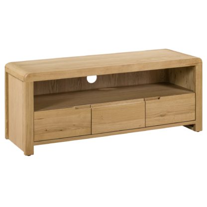 68c5d514b08f91ae2c6d59814cb54b9013cbd57f53b5ad8f0a2f6ce7c8128392.jpg An Image of Curve Oak TV Unit Brown