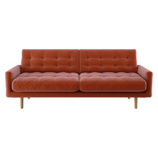 An Image of Habitat Fenner 3 Seater Velvet Sofa - Orange