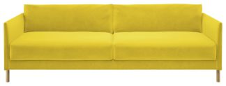 An Image of Habitat Hyde 3 Seater Fabric Sofa Bed - Yellow