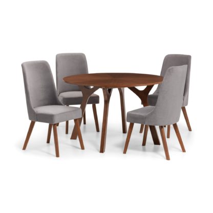 An Image of Huxley Walnut Table & 4 Chairs Set Grey