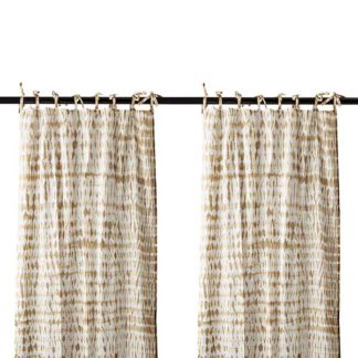 An Image of Pair of Tie Dye Hanging Drapes Mustard