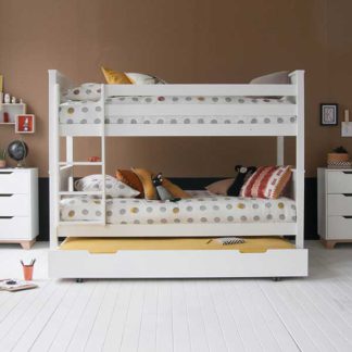 An Image of Buddy Childrens Beech Bunk Bed With Trundle
