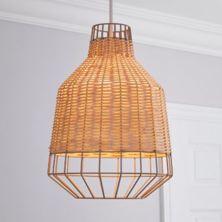 An Image of Ohio Light Rattan Easy Fit Pendant Brown